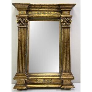 Goldtone Ornate Wall Mirror Resin Frame Vintage Look 27.5" x 20.5"